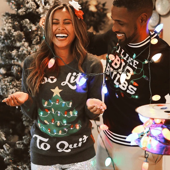 Tipsy Elves Light Up Too Lit to Quit Christmas Sweater Sz L - Picture 2 of 8